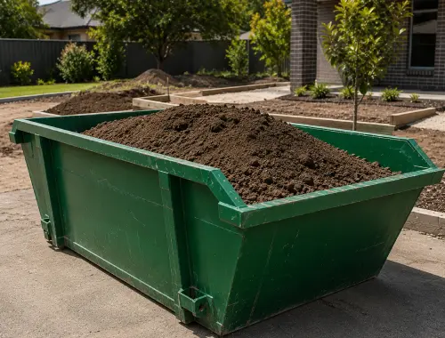 Clean soil and dirt skip bins for excavation and landscaping waste