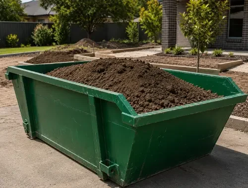 Clean soil and dirt skip bins for excavation and landscaping waste